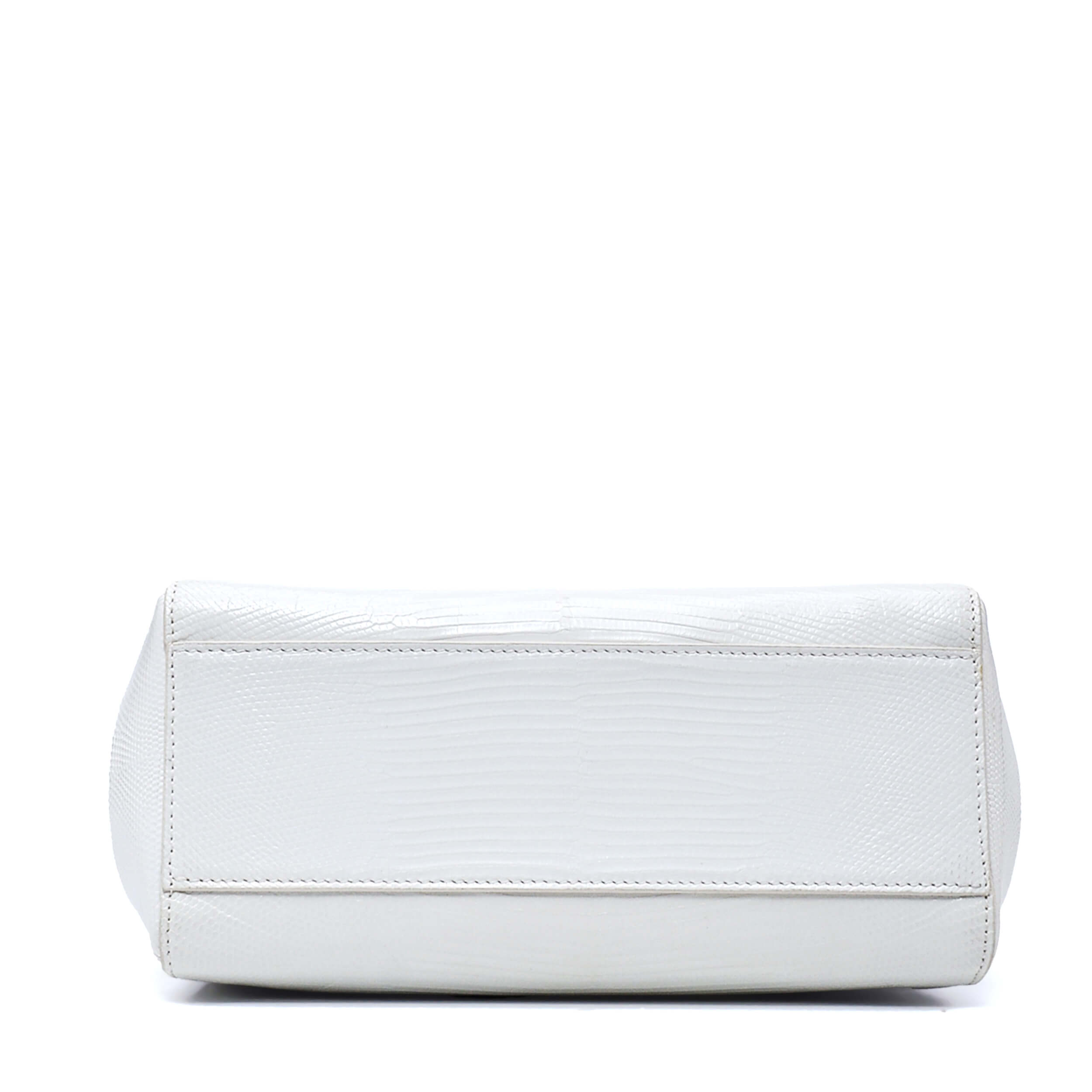 Fendi - White Lizard Leather Petite Peekaboo Bag